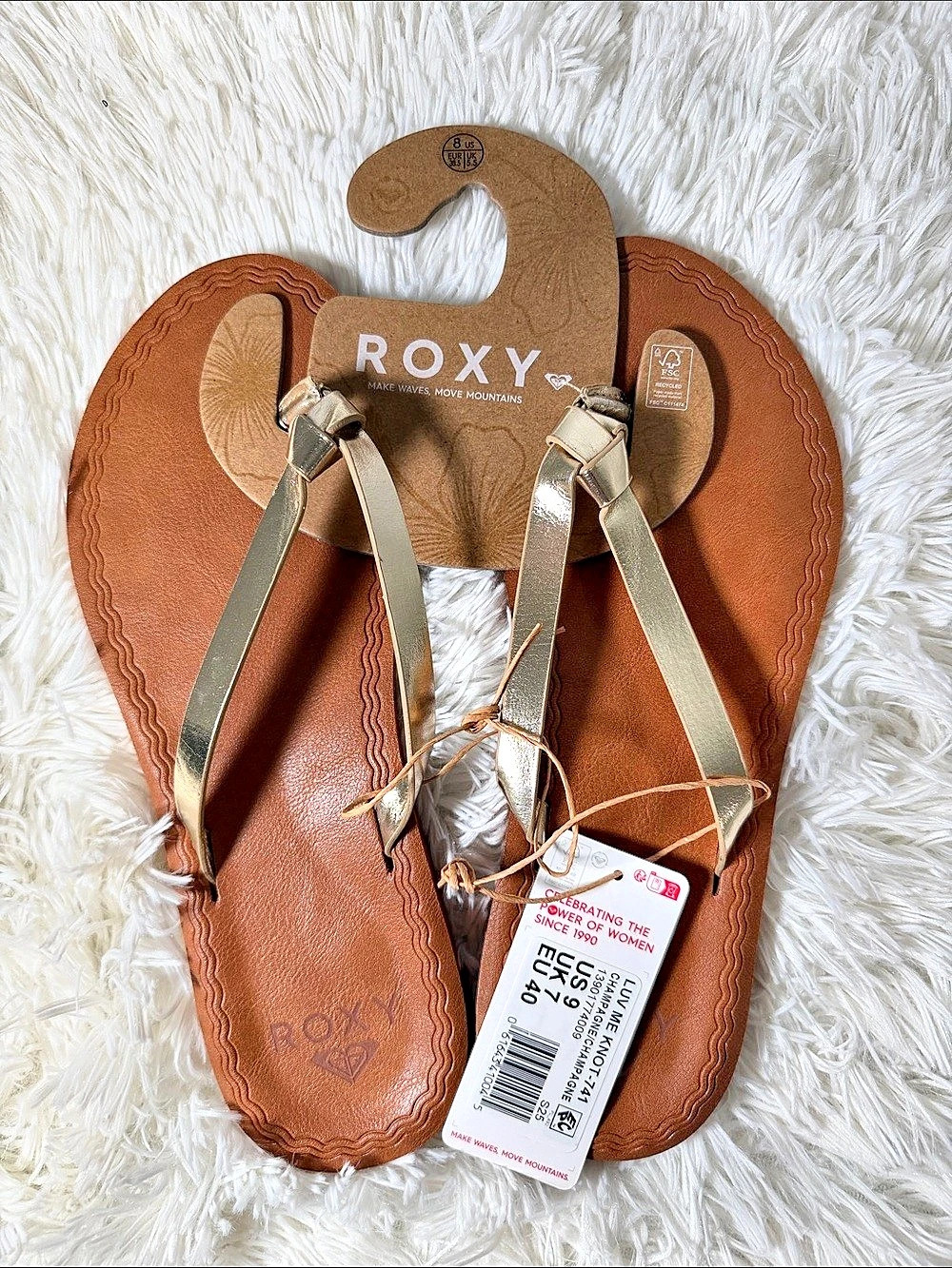 ROXY Luv Me Knot Strappy Sandals Brown & Gold US 9